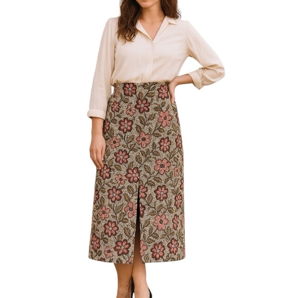 Glen of Michigan Dresses & Skirts - Vintage Glen Of Michigan Tapestry Midi Length Split Skirt Retro RARE